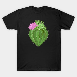 Cactus shape Heart and succulent plant flower, Prickly Heart, succulent lover, Plant lover T-Shirt